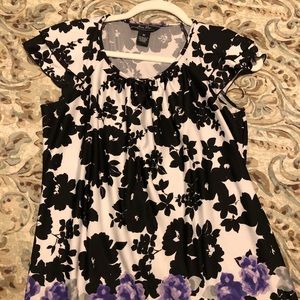 Black and purple floral blouse
